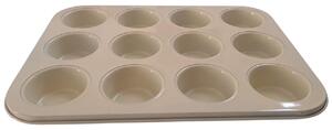 Forma briose 12 portii, rosu, invelis ceramic bej