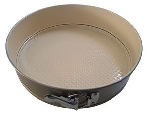 Forma tort 27cm, baza detasabila, auriu, invelis ceramic bej