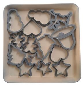Tava copt 29.5x25.5x3cm, rosu, invelis ceramic bej, incluse forme fursecuri gri