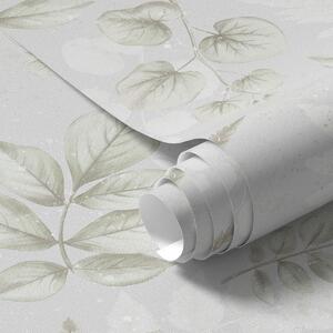 Tapet Lumina acuarelă frunze cu efect de stropire pe un fundal gri, Tapet flori, a00446 : Uwalls.ro