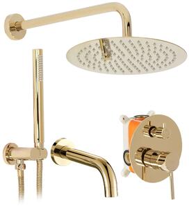 Set de duș incastrat Rea Lungo Gold Auriu cu BOX