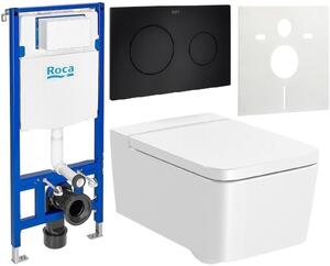 Set vas WC Roca Inspira A346537000, cadru încastrat Roca Duplo One A890070020, A80153200B, A890189206, A890063000