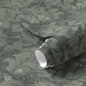 Tapet Textura întunecată a frunzelor cu ghinde în verde intens, Tapet flori, a00461 : Uwalls.ro