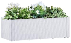 Strat înălțat grădină cu sistem auto-udare, alb, 100x43x33 cm