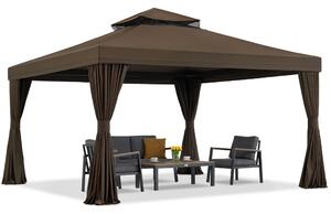 Pavilion de grădină maro cu perdele Valencia 4x4m Garden Point