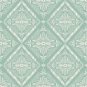 Tapet Model geometric turcoaz și bej cu bucle, Tapet stil oriental, a00466 : Uwalls.ro