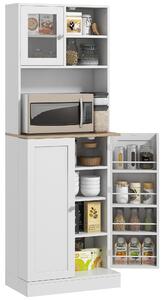 HOMCOM Mobilier Bufet Bucătărie pentru Cuptor cu Microunde cu Rafturi și Suport Condimente Alb | Aosom Romania