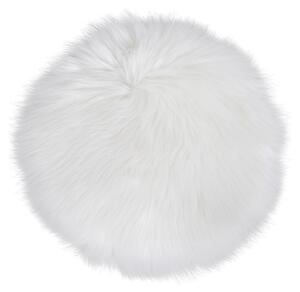 Piele de miel, piele ecologică, pernă pentru șezut Ø35 cm, culoare albă