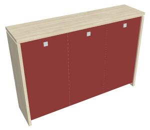 Dulap mediu pentru haine Verno 188 x 46 x 130 cm, uși de sticlă, salcâm / roșu