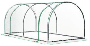 Outsunny Tunel de oțel pentru grădină cu seră și capac din PVC, 200x100x80 cm, transparent și verde | Aosom Romania