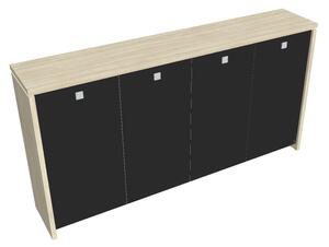 Dulap mediu pentru haine Verno 248 x 46 x 130 cm, uși de sticlă, salcâm / negru