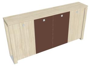 Dulap mediu pentru haine Verno+ 260 x 46 x 130 cm, uși combinate, salcâm / maro