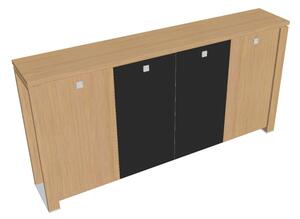Dulap mediu pentru haine Verno+ 260 x 46 x 130 cm, uși combinate, stejar deschis / negru