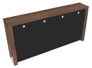 Dulap mediu pentru haine Verno+ 260 x 46 x 130 cm, uși de sticlă, nuc / negru