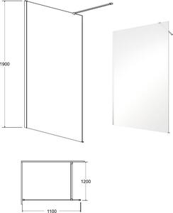 Besco Eco-N Black perete de duș 110 cm negru mat/sticla transparentă ENB-110-195C