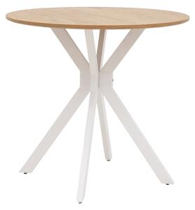 Masa Bucatarie/Dining Yammos MDF Stejar Diamentru 80 Cm Picioare Albe