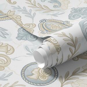Tapet Ornament clasic cu medalioane și modele, Tapet vintage, a00319 : Uwalls.ro