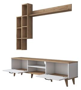 Set mobilier TV alb/aspect de lemn de nuc 180x48 cm Veronica - Kalune Design