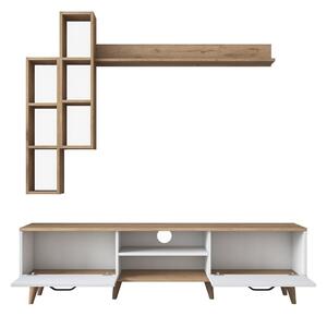 Set mobilier TV alb/aspect de lemn de nuc 180x48 cm Veronica - Kalune Design