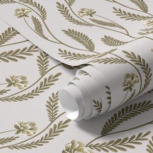 Tapet Ornament vertical cu flori albe pe un fundal roz, Tapet flori, a00476 : Uwalls.ro