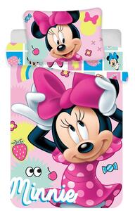 Lenjerie de pat pentru copii roz din bumbac pentru pătuț 100x135 cm Minnie "Sweet" – Jerry Fabrics