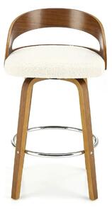 Scaun din lemn tapitat H110, crem/nuc, stofa bucle/otel, 47x43x84 cm