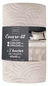 Set cuvertură și față de pernă crem din catifea 240x260 cm Solange – douceur d'intérieur