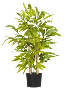 HOMCOM Plantă Artificială de Bambus, Înălțime 60 cm, din Poliester și PP, Verde, cu Vas de Ciment Ø15x12.5 cm | Aosom Romania
