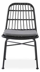 Scaun de gradina K401, gri/negru, rattan sintetic/otel, 47x45x85x43 cm