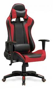 Scaun gaming DEFENDER, rosu/negru, piele ecologica, 68x69x126/134 cm