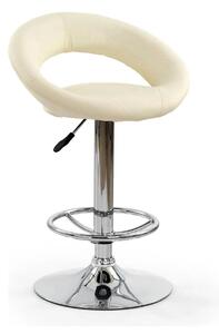 Scaun bar H15, crem/crom, piele ecologica/metal, 54x46x80/102 cm