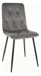 Scaun TOM, gri/negru, stofa catifelata/metal, 45x39x91 cm