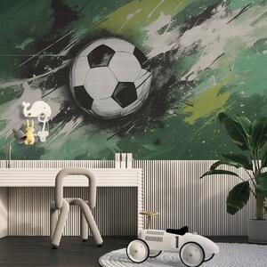 Tapet Minge de fotbal cu graffiti neclare în fundal, Fototapet pentru camera unui adolescent, Fototapet Fotbal, w04467 : Uwalls.ro