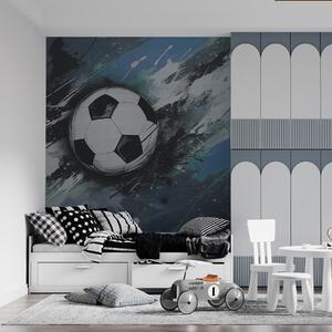 Tapet Minge de fotbal cu graffiti neclare în fundal, Fototapet pentru camera unui adolescent, Fototapet Fotbal, w04467v1 : Uwalls.ro