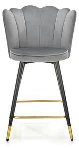 Scaun bar H106, gri/negru, stofa catifelata/otel, 55x58x96 cm