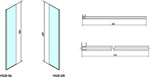 Polysan Modular Shower perete de duș 30 cm crom luciu/sticla transparentă MS2B-30L
