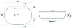 Rea Aura lavoar 60.5x40.5 cm oval alb REA-U7900