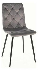 Scaun tapitat JERRY, gri/negru, stofa catifelata/metal, 45x39x91 cm