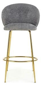 Scaun bar H116, gri/auriu, stofa bucle/otel, 50x59x101 cm