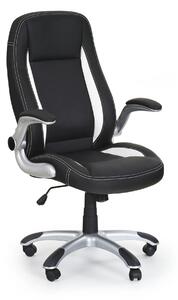Scaun de birou SATURN, negru, piele ecologica perforata, 67x65x112/120