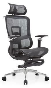 SYBERGO HUMAN PRO Scaun ergonomic, suport lombar, sezut translatie, cotiere 3D, suport picioare, Full Mesh, Negru