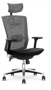 Scaun de birou AMBASADOR, negru/gri, stofa/plasa, 64x63x128/138 cm