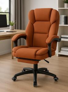 Scaun directorial, masaj lombar, spatar rabatabil, suport pentru picioare, material textil premium, Maro