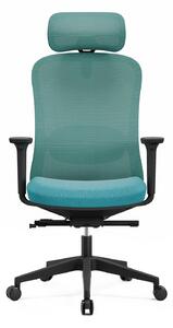 SYNO-H Scaun ergonomic, suport lombar cu Masaj, sezut translatabil, cotiere 3D, tetiera 4D, Mesh/textil, Albastru