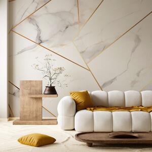 Tapet Imitarea unei suprafețe de marmură cu un model geometric galben, Fototapet Modern, w09363 : Uwalls.ro