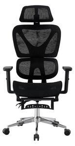 RIGACHAIR Scaun ergonomic, cotiere 2D, tetiera 2D, recliner 155°, suport picioare, Full Mesh, Negru