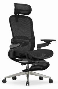 SYNO-H-MF Scaun ergonomic, suport lombar cu Masaj, sezut translatabil, cotiere 6D, tetiera 2D, suport picioare, Mesh, Negru