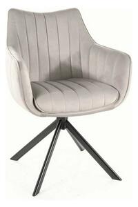 Scaun living rotativ AZALIA, gri deschis/negru, stofa catifelata/metal