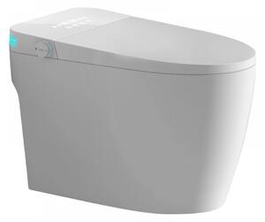 Vas toaletă inteligentă cu Bideu, Afișaj LED, Telecomandă, Sterilizare UV, Deschidere/Închidere automată, funcționare senzor picior, Control inteligent al Temperaturii, Uscare aer cald, Iluminare de noapte, Ceramică, Alb, 822
