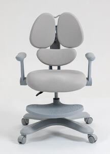 RIKKY Scaun ergonomic pentru copii, spatar si suport lombar reglabile, huse detasabile, suport picioare reglabil, rotativ, Gri